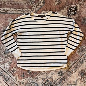 French Connection White Striped Sweater, Size L